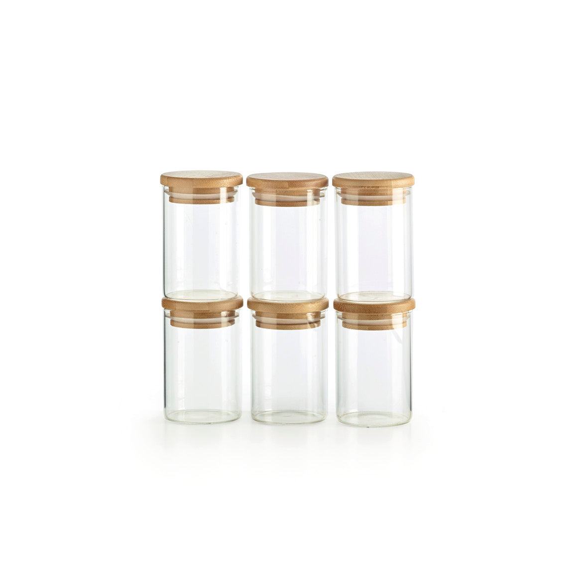Dimono® Bocaux de stockage en verre borosilicaté Contenants en verre Bocal  de conservation avec couvercle en bambou (Set de 5 bocaux)