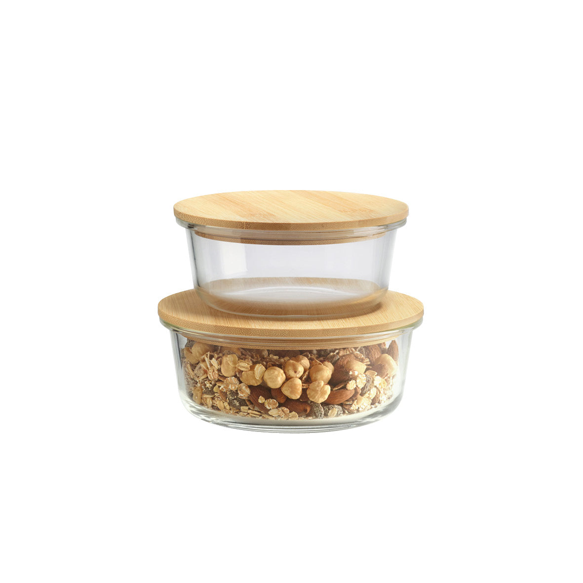 Rectangular Glass Food Containers with Bamboo Lids 2pk