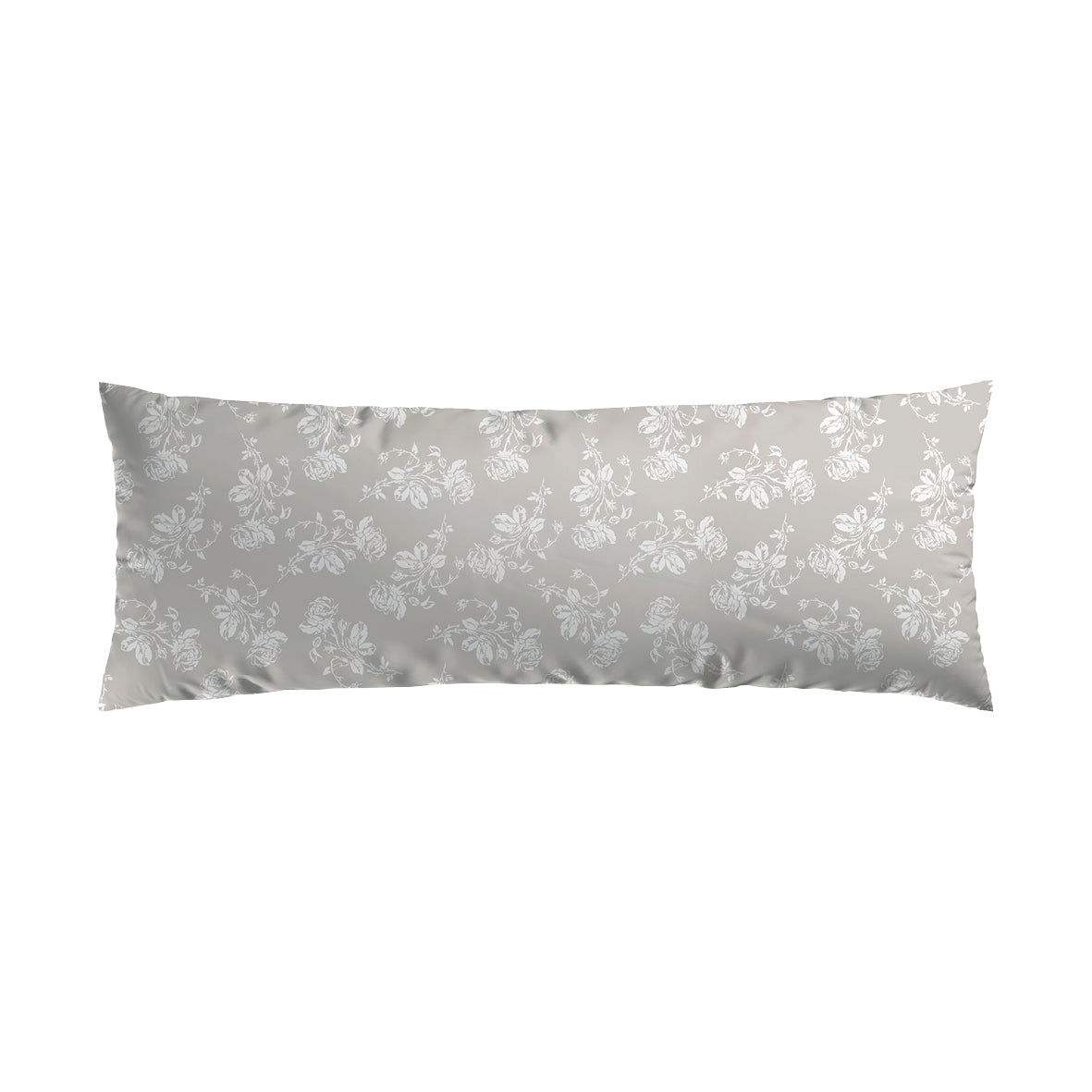 Pillowcase(s) cotton satin - Roses Taupe / White 45 x 150 cm