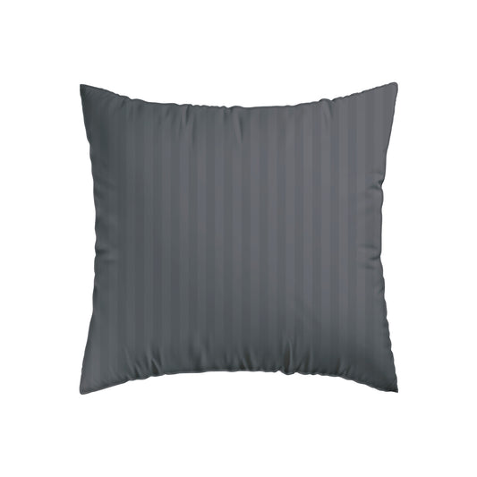 Set de 2 taies d'oreiller satin de coton rayure tissé Jacquard  Gris foncé - 63 x 63 cm