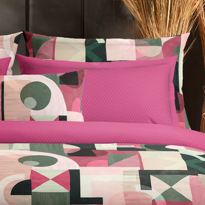 Duvet cover + pillowcase(s) cotton satin - Collage Wild berry