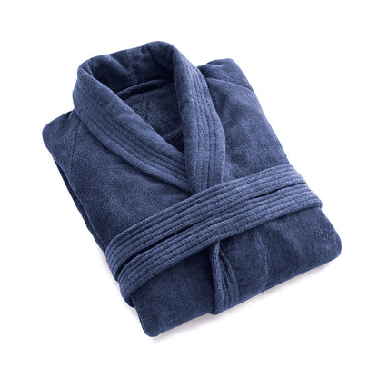 Bathrobe with shawl collar - Navy blue