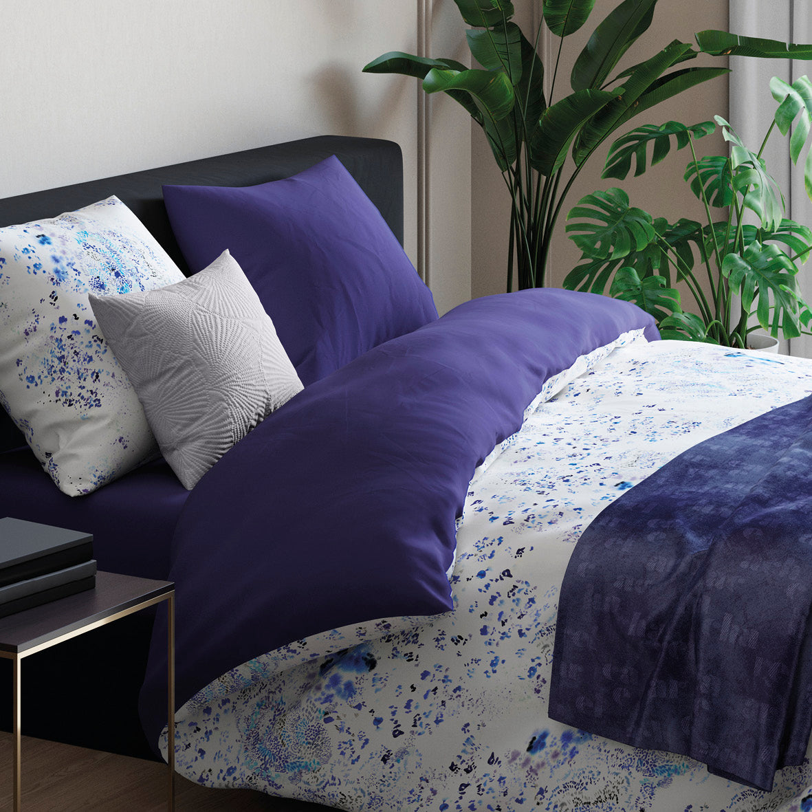 Duvet cover + 2 pillowcases percale cotton - Frisson Blue