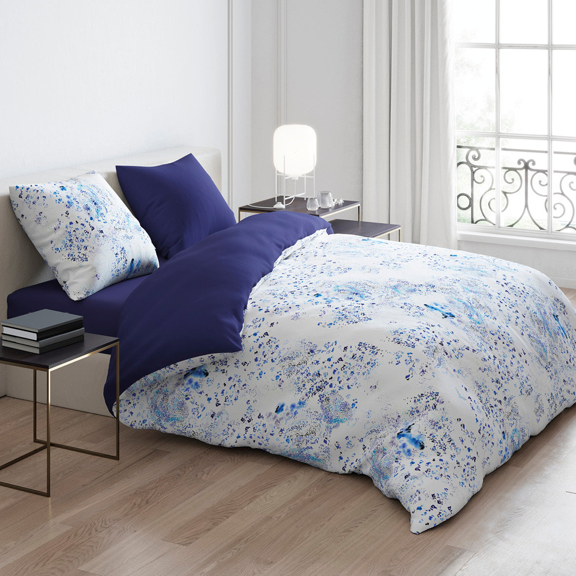 Duvet cover + pillowcase(s) percale cotton - Frisson Blue