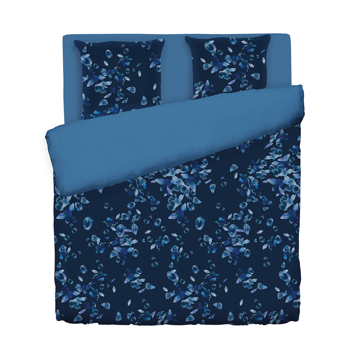 Duvet cover + pillowcase cotton satin - Aurore Blue