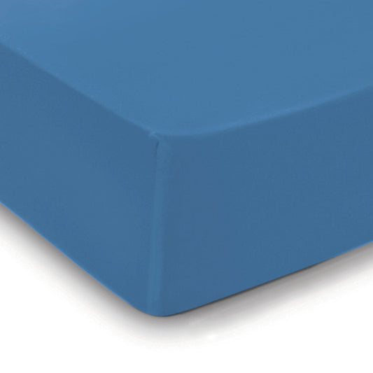 Fitted sheet cotton satin - Uni Blue