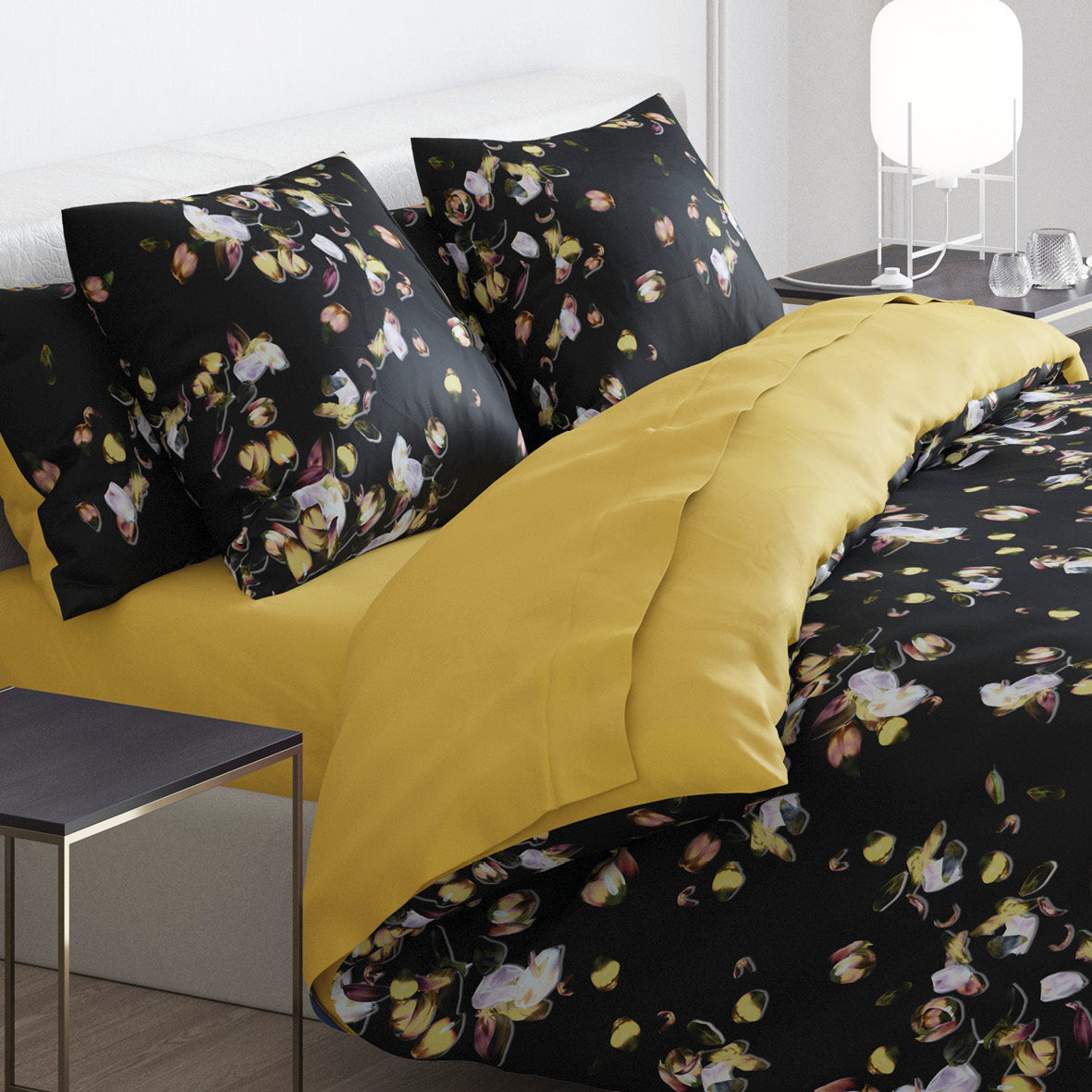 Duvet cover + pillowcase(s) cotton satin - Aurore Ochre