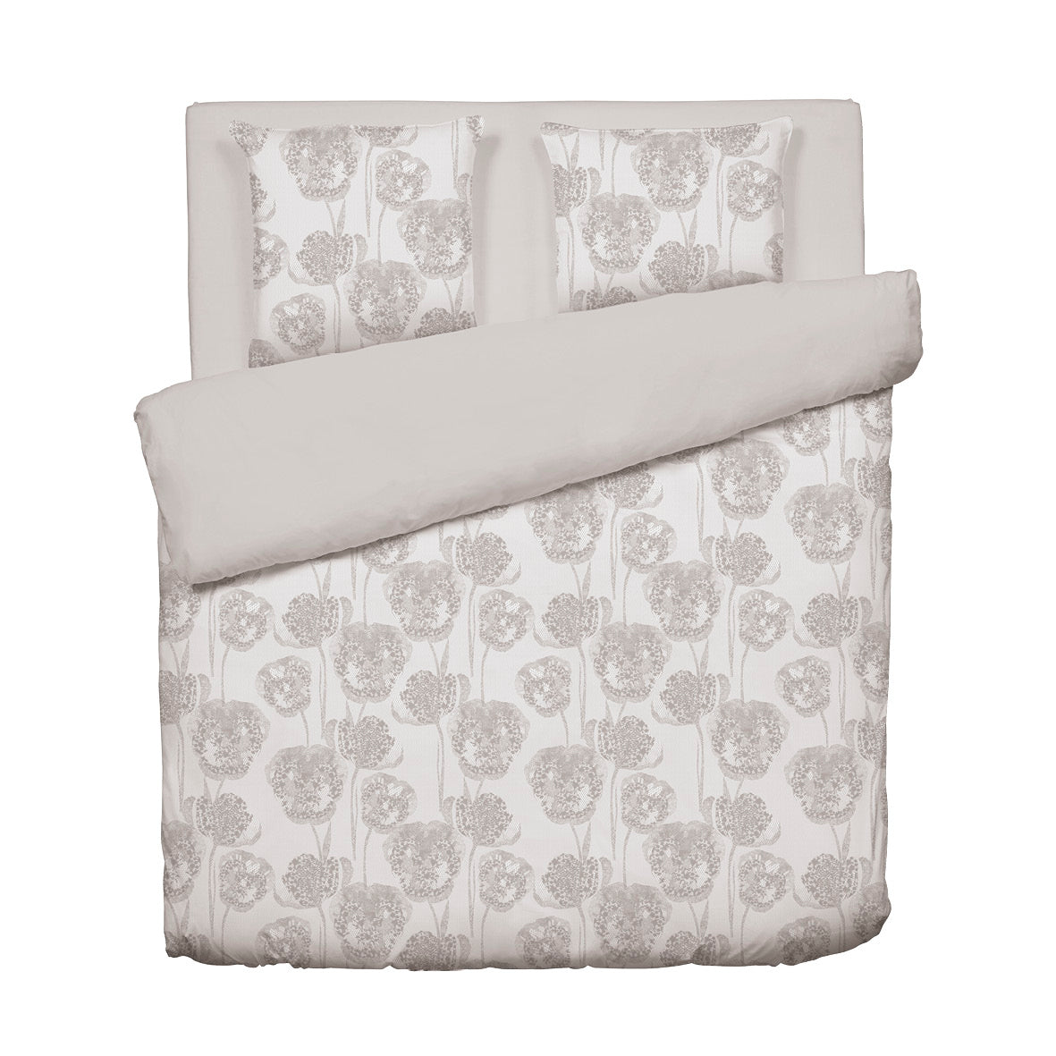 Duvet cover + pillowcase(s) cotton satin - Lace Taupe 260 x 240 cm + 2 x (63 x 63 cm)