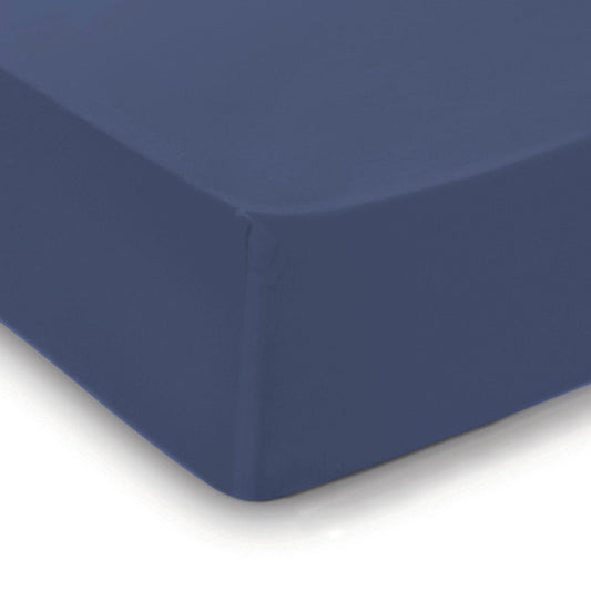 Fitted sheet cotton satin - Uni Navy blue