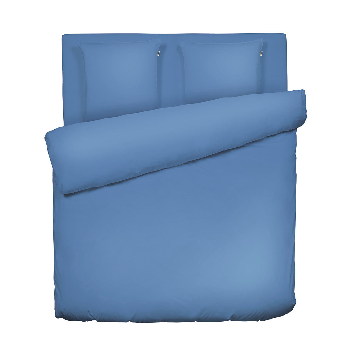 Duvet cover + pillowcase(s) cotton satin - Uni Blue 260 x 240 cm + 2 x (63 x 63 cm)