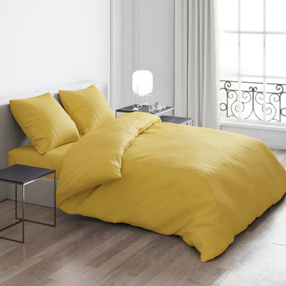 Duvet cover + pillowcase(s) cotton satin - Uni Ochre