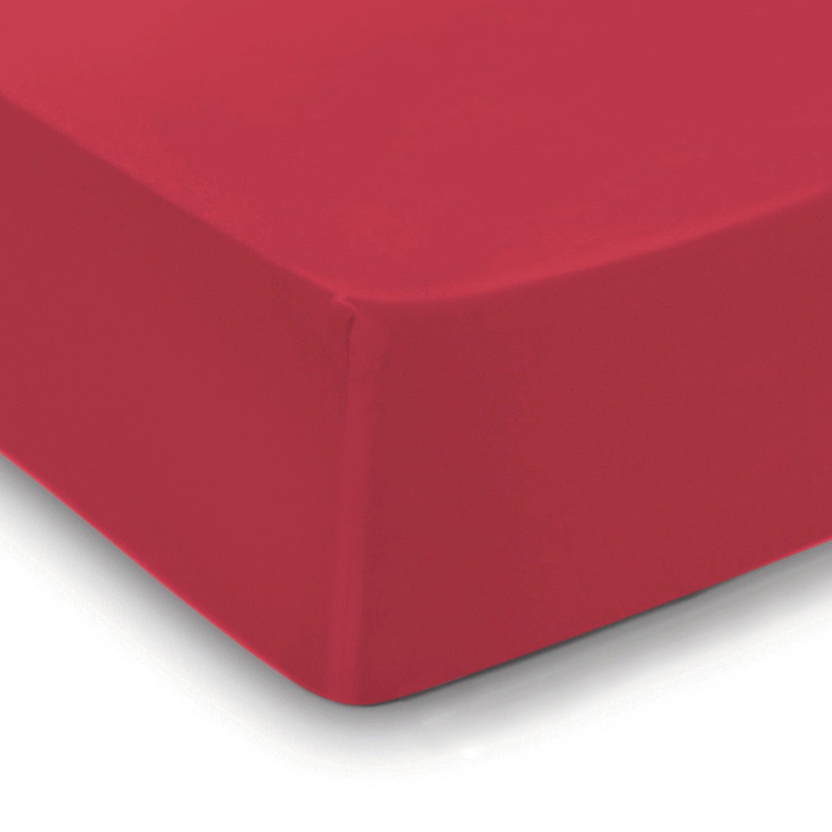 Fitted sheet cotton satin - Uni Raspberry red