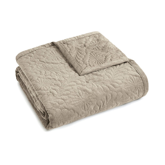 Bedspread in corduroy - 220 x 250 cm - Flower Taupe