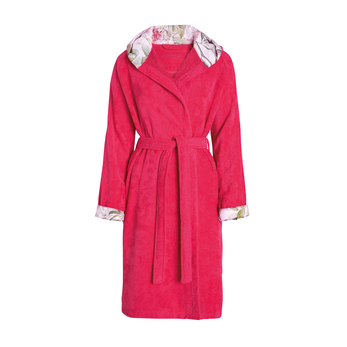 Hooded bathrobe - Jardin de roses Fuchsia