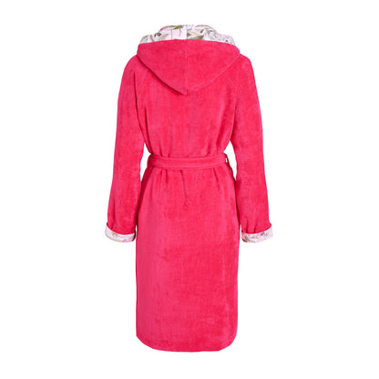 Hooded bathrobe - Jardin de roses Fuchsia