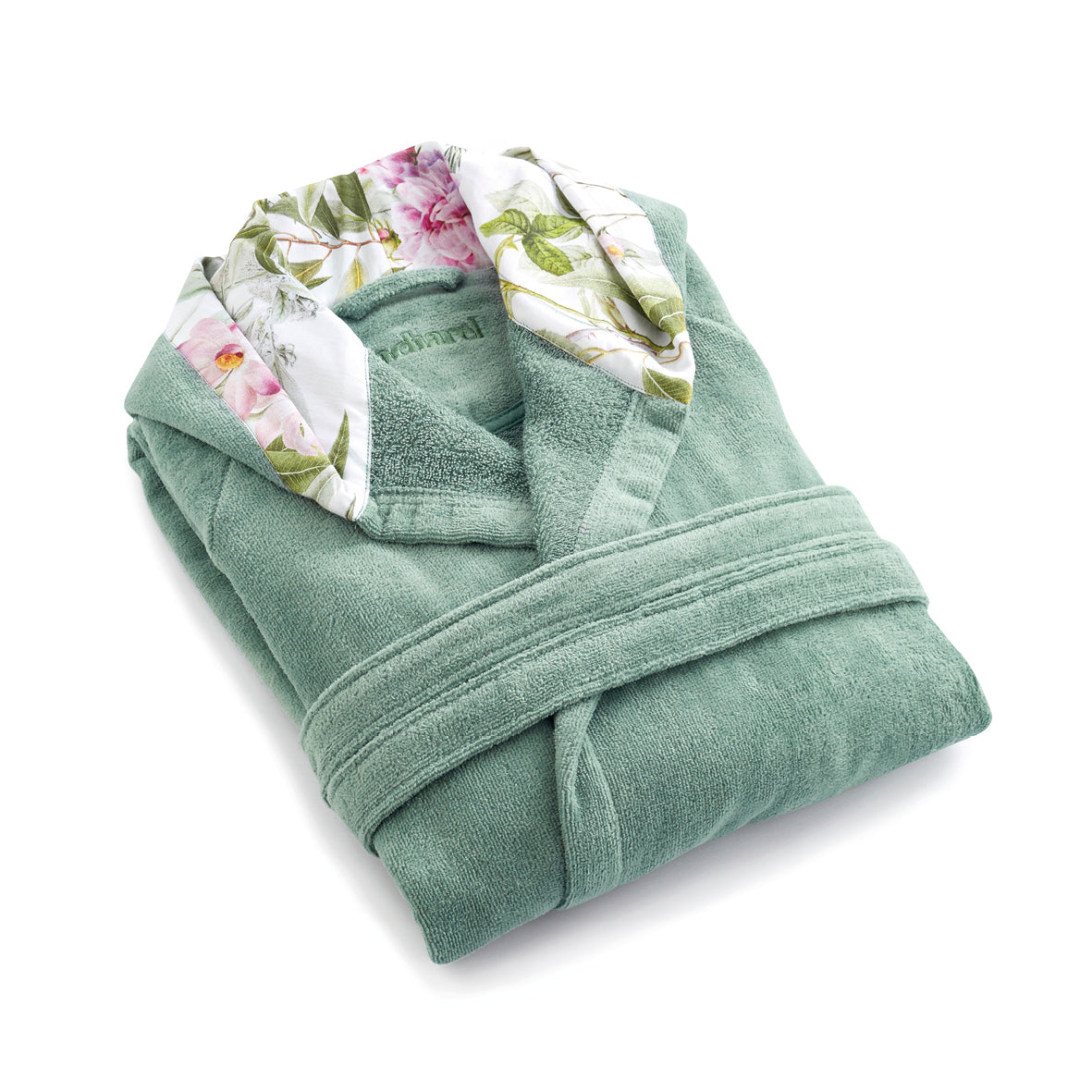 Hooded bathrobe - Jardin de roses Green