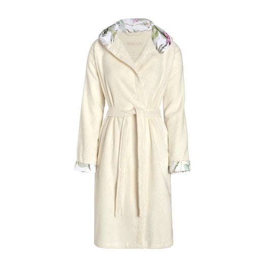 Hooded bathrobe - Jardin de roses Vanilla