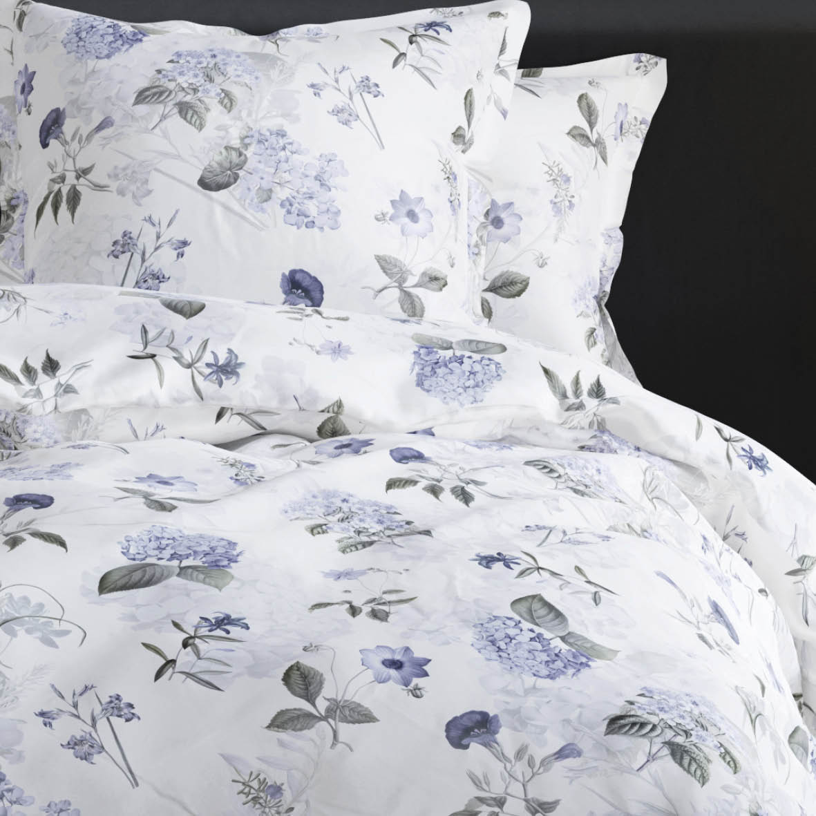 Duvet cover + pillowcase(s) cotton satin - Fleurs Passion white