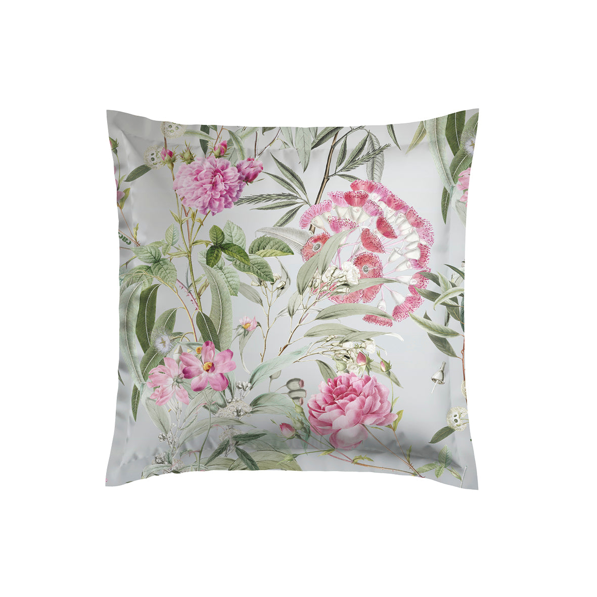 Pillowcase(s) cotton satin - Jardin de Roses Thyme Green