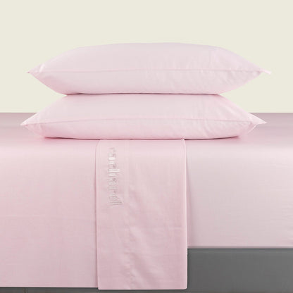 Sheet set : fitted sheet, flat sheet, pillowcase(s) in satin cotton - Uni blush pink