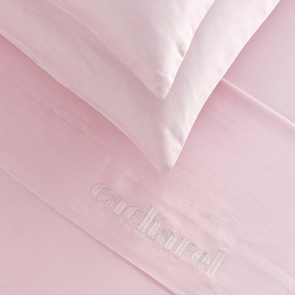 Sheet set : fitted sheet, flat sheet, pillowcase(s) in satin cotton - Uni blush pink