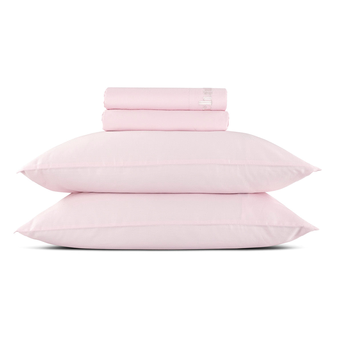 Sheet set : fitted sheet, flat sheet, pillowcase(s) in satin cotton - Uni blush pink 200 x 30 cm