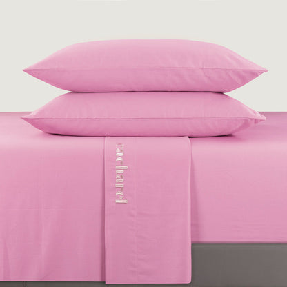 Sheet set : fitted sheet, flat sheet, pillowcase(s) in satin cotton - Uni pink