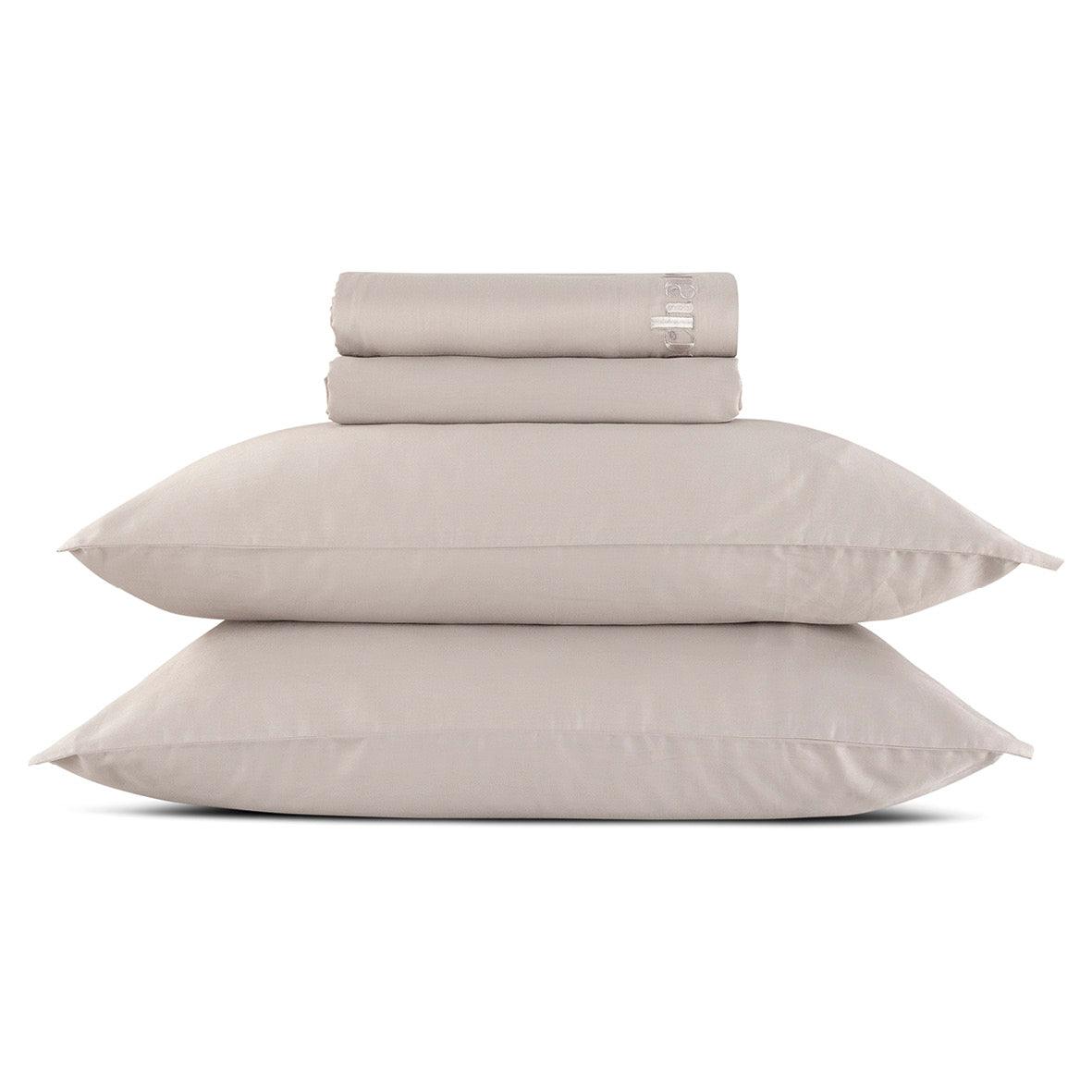 Sheet set : fitted sheet, flat sheet, pillowcase(s) in satin cotton - Uni taupe 200 x 30 cm