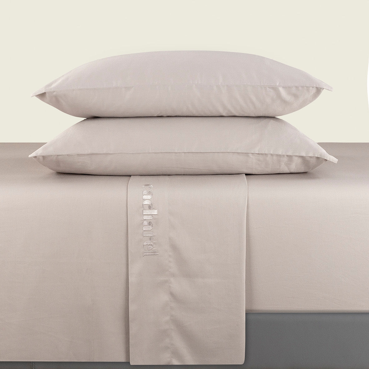 Sheet set : fitted sheet, flat sheet, pillowcase(s) in satin cotton - Uni taupe