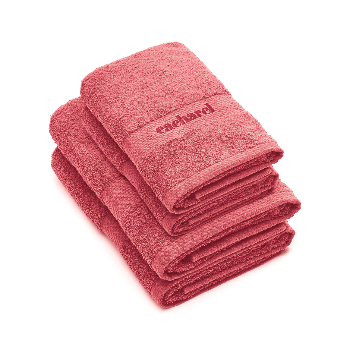 Set of 2 hand towels + 2 bath towels - 50 x 100 cm + 70 x 140 cm Hibiscus pink