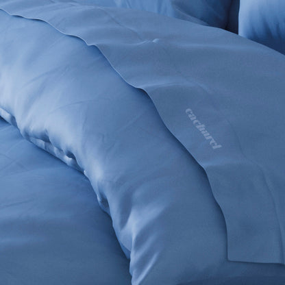 Duvet cover + pillowcase(s) cotton satin - Uni Blue