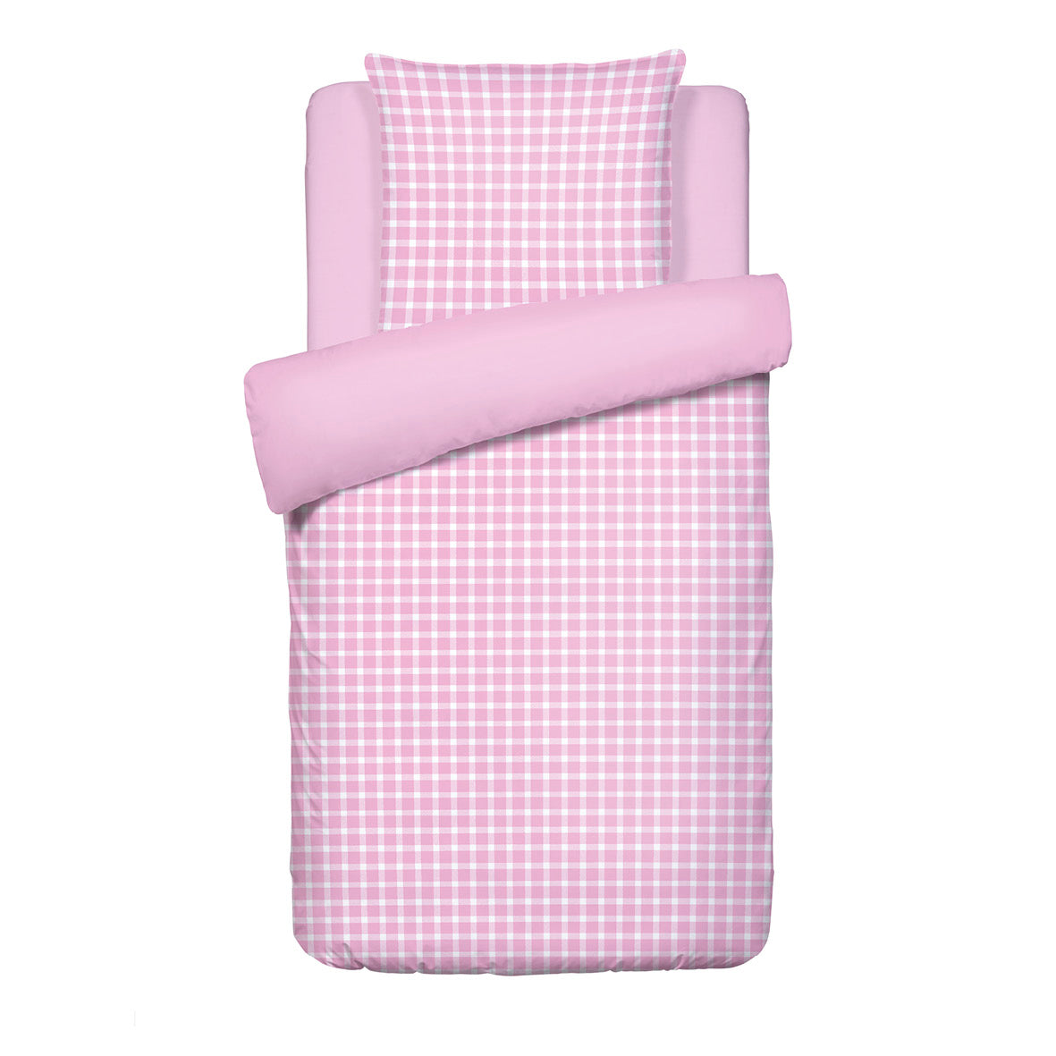 Duvet cover + pillowcase cotton satin - Les Carreaux d'Eléna Pink