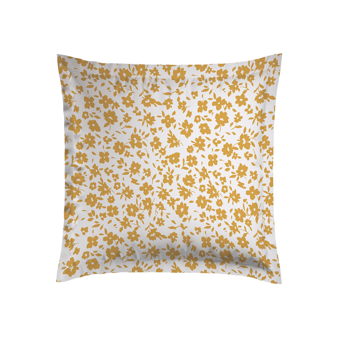 Pillowcase(s) cotton satin - Eglantine White / Yellow 2 x (63 x 63 cm)