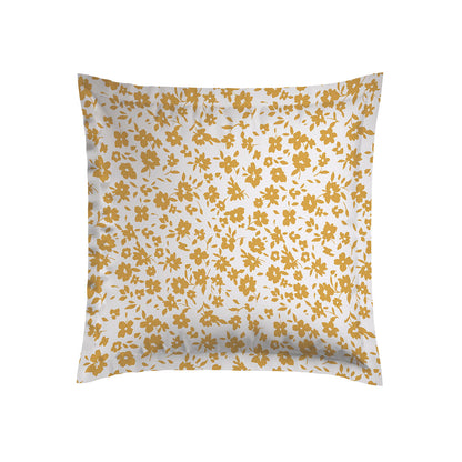 Pillowcase(s) cotton satin - Eglantine White / Yellow 2 x (63 x 63 cm)