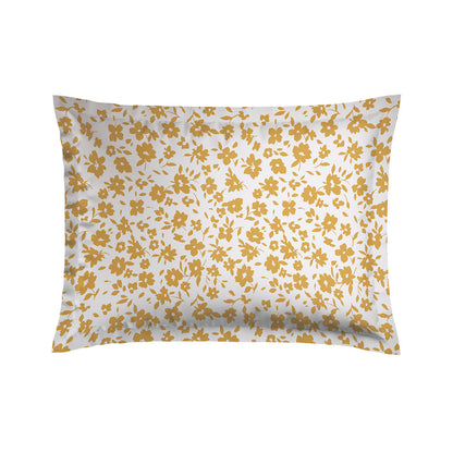 Pillowcase(s) cotton satin - Eglantine White / Yellow 2 x (50 x 70 cm)