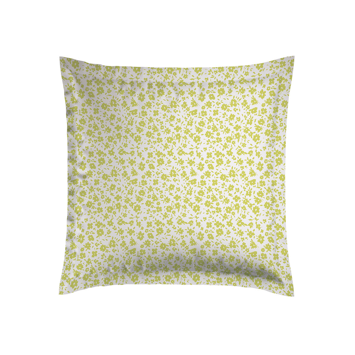 Pillowcase(s) cotton satin - Eglantine White / Lime 2 x (63 x 63 cm)