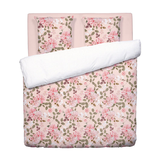 Duvet cover + pillowcase(s) cotton satin - Cerisier des Collines Pink