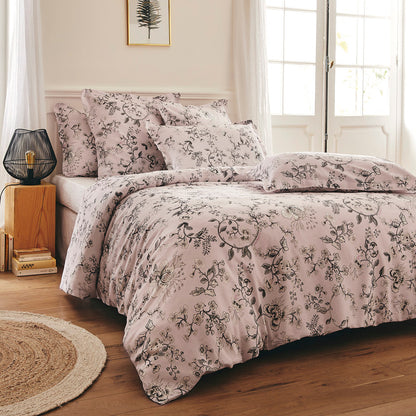 Duvet cover + pillowcase(s) cotton satin - Jardin Secret Pink