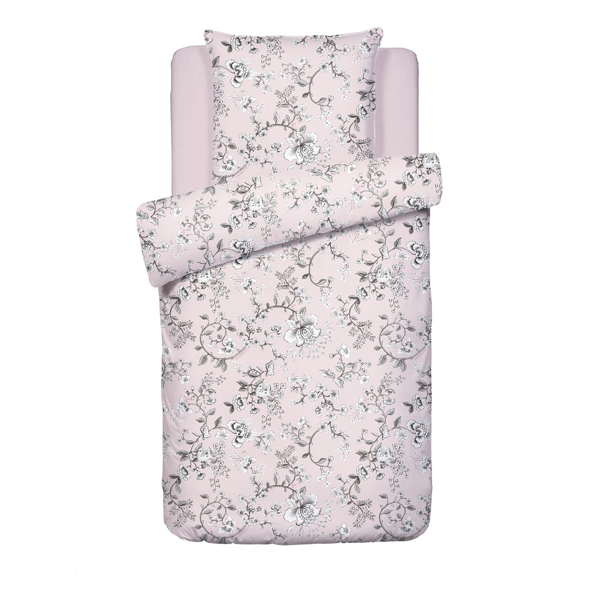 Duvet cover + pillowcase(s) cotton satin - Jardin Secret Pink