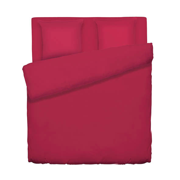 Duvet cover + pillowcase(s) cotton satin - Uni Red Red