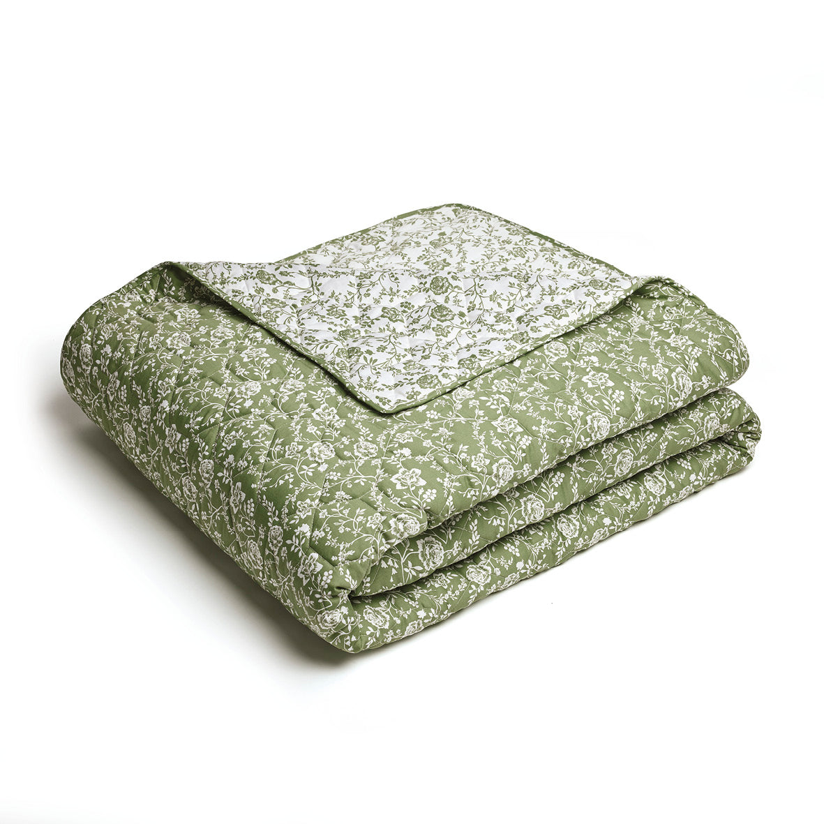 Bedspread - Floraison de Roses white/green