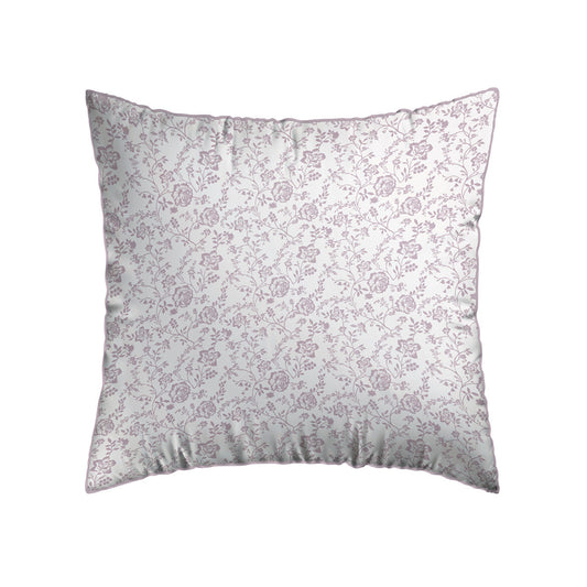 Pillowcase(s) cotton satin - Floraison de Roses White / Lavender 2 x (63 x 63 cm)