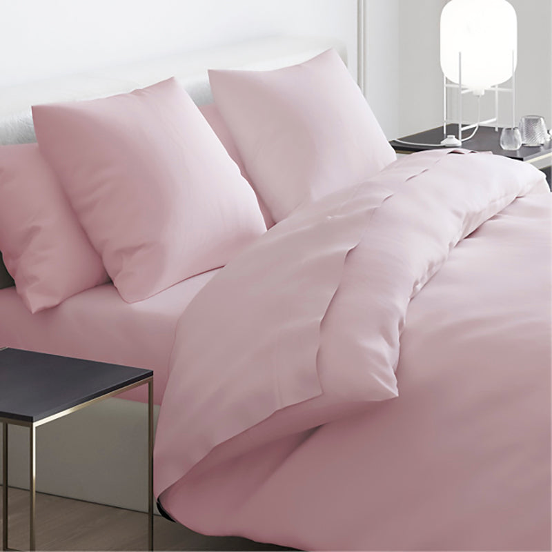 Duvet cover + pillowcase(s) cotton satin - Uni Light pink