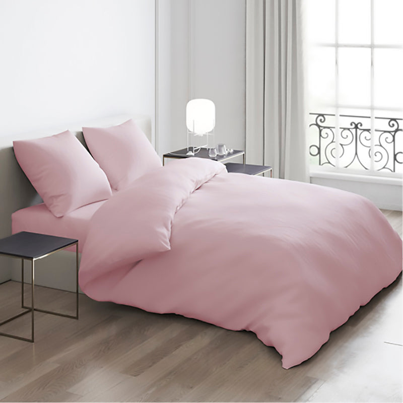 Duvet cover + pillowcase(s) cotton satin - Uni Light pink