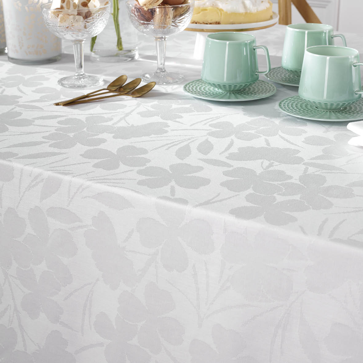 Tablecloth - Jacquard woven - Petites Fleurs White