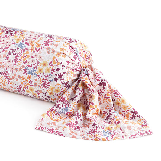 Bolster pillowcase - Fleurs des Champs Burgundy