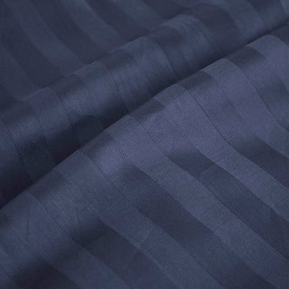 Duvet cover + pillowcase(s) cotton satin - Jacquard woven - dobby stripe dark blue