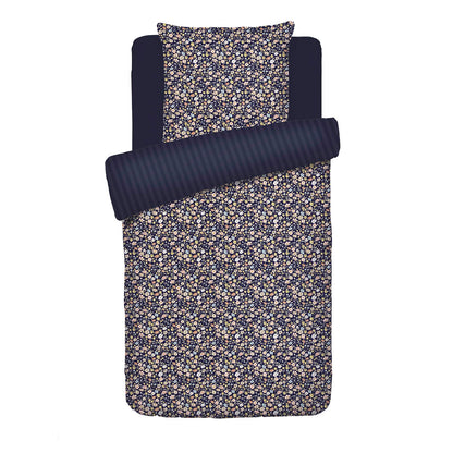 Duvet cover + pillowcase(s) cotton satin - Meadow dark blue