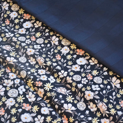 Pillowcase(s) cotton satin - Meadow dark blue