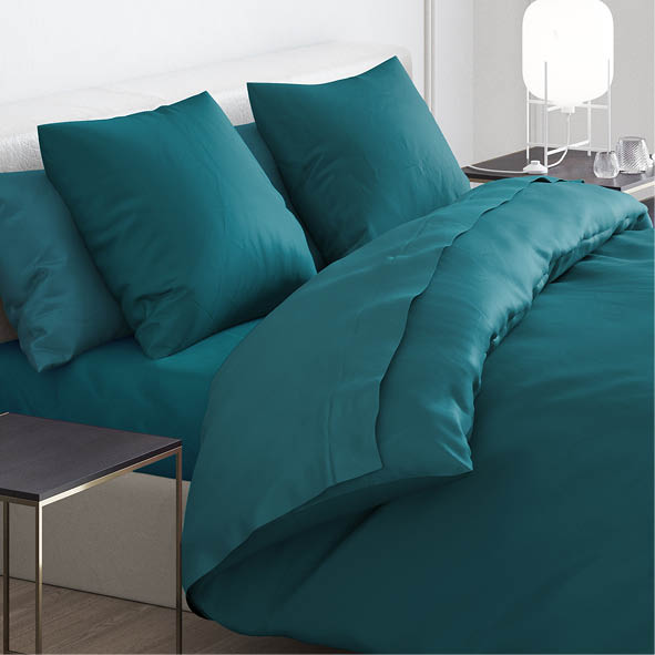 Duvet cover + pillowcase(s) cotton satin - Uni Green